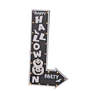 Happy Halloween Party LED Light Up Arrow Sign 36" Wall Decor Pumpkins Bats